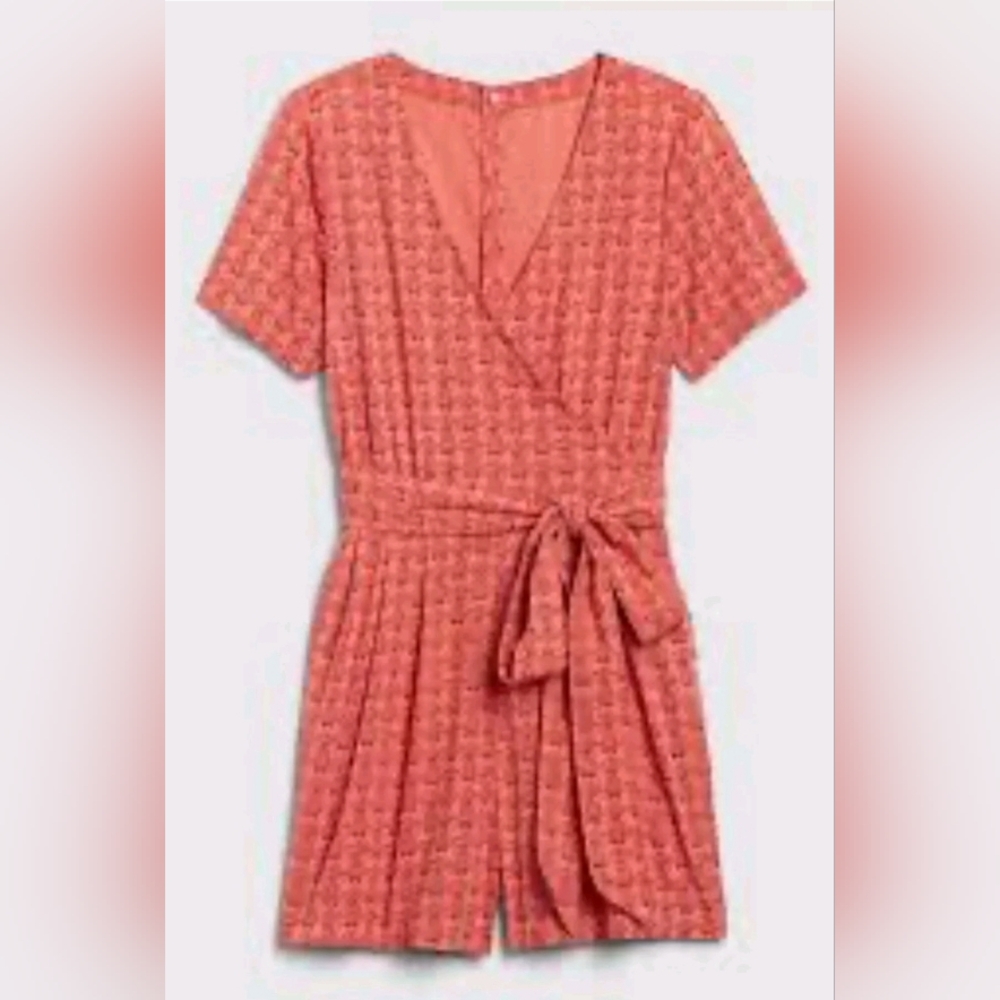 GAP Wrap Front Pineapple Print Romper Women's Size 20 Pink Coral Color